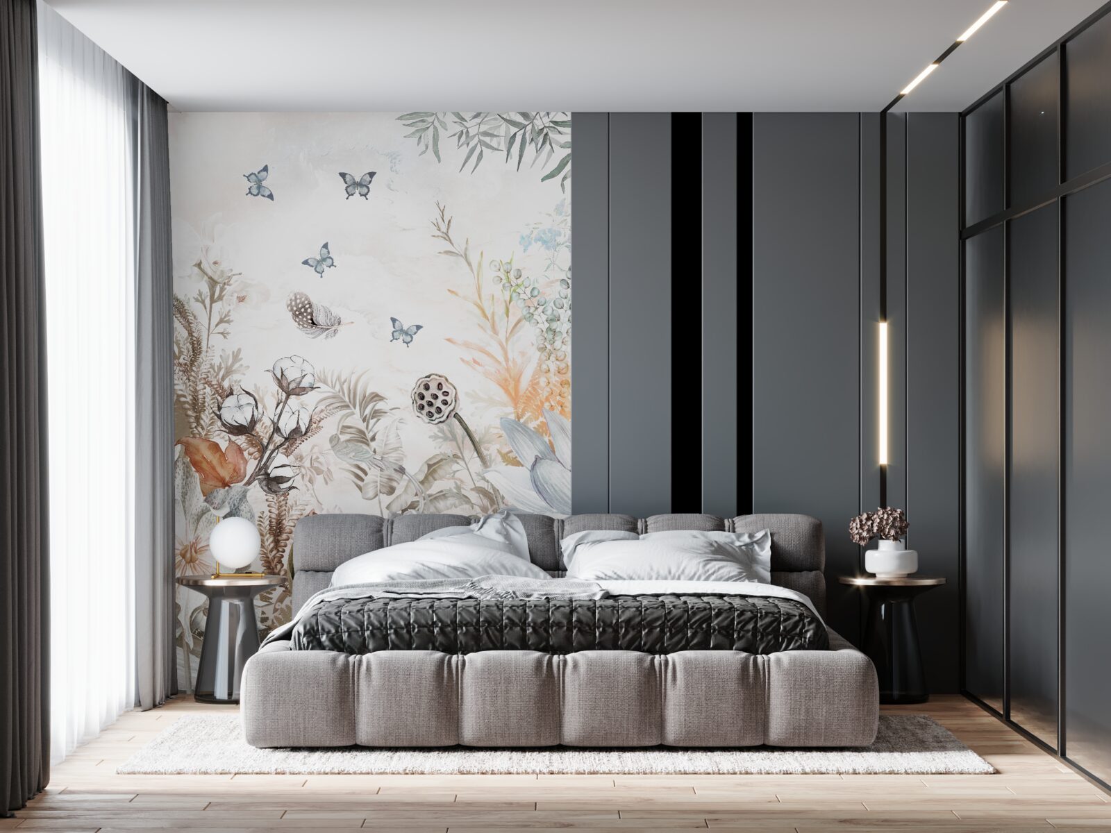 Fototapet fluturi și păduri tropicale în floare