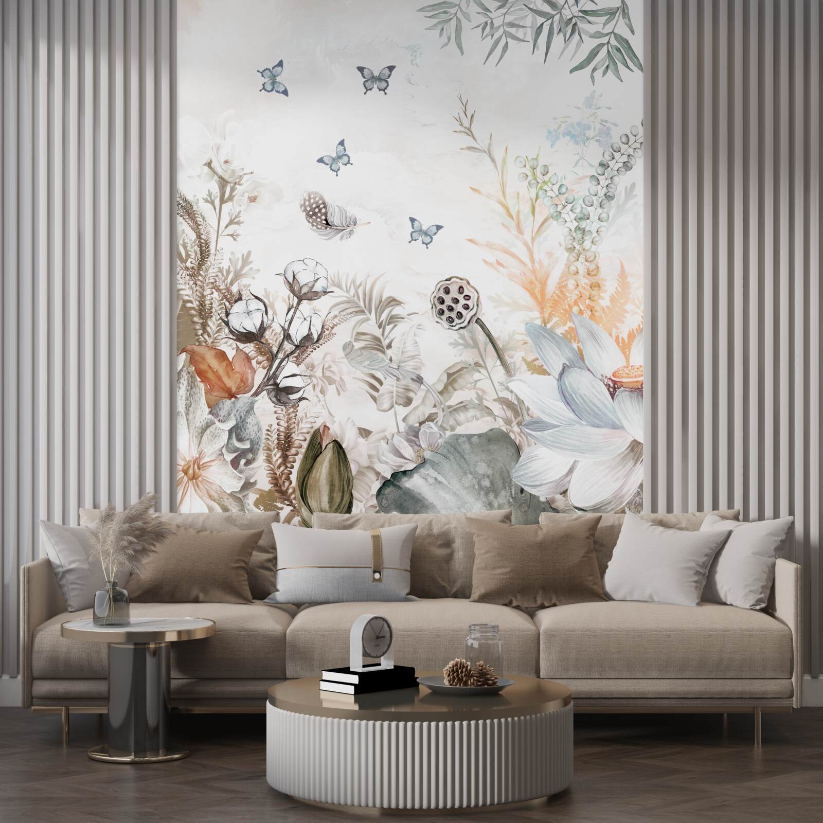 Fototapet fluturi și păduri tropicale în floare