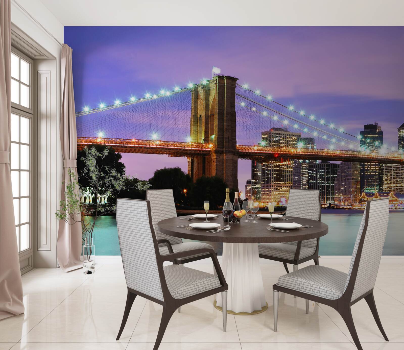 Fototapet vedere la Manhattan noaptea