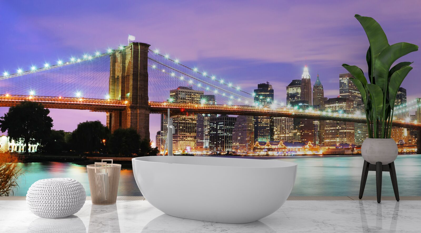 Fototapet vedere la Manhattan noaptea