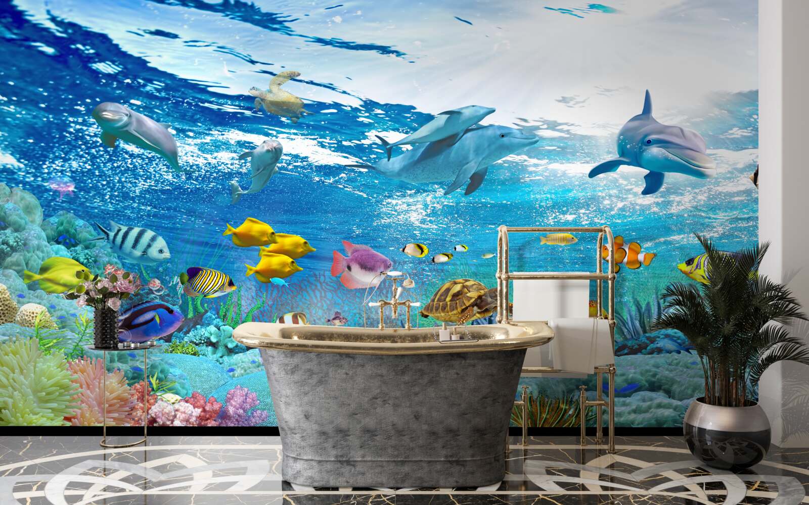 Fototapet Lumea sub apă la adâncime