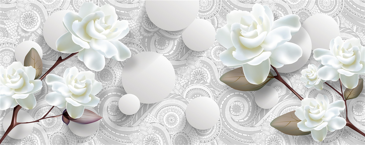 Fototapet frumusețea bobocilor de flori albe se reflectă în apă