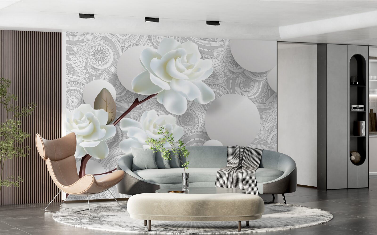 Fototapet frumusețea bobocilor de flori albe se reflectă în apă