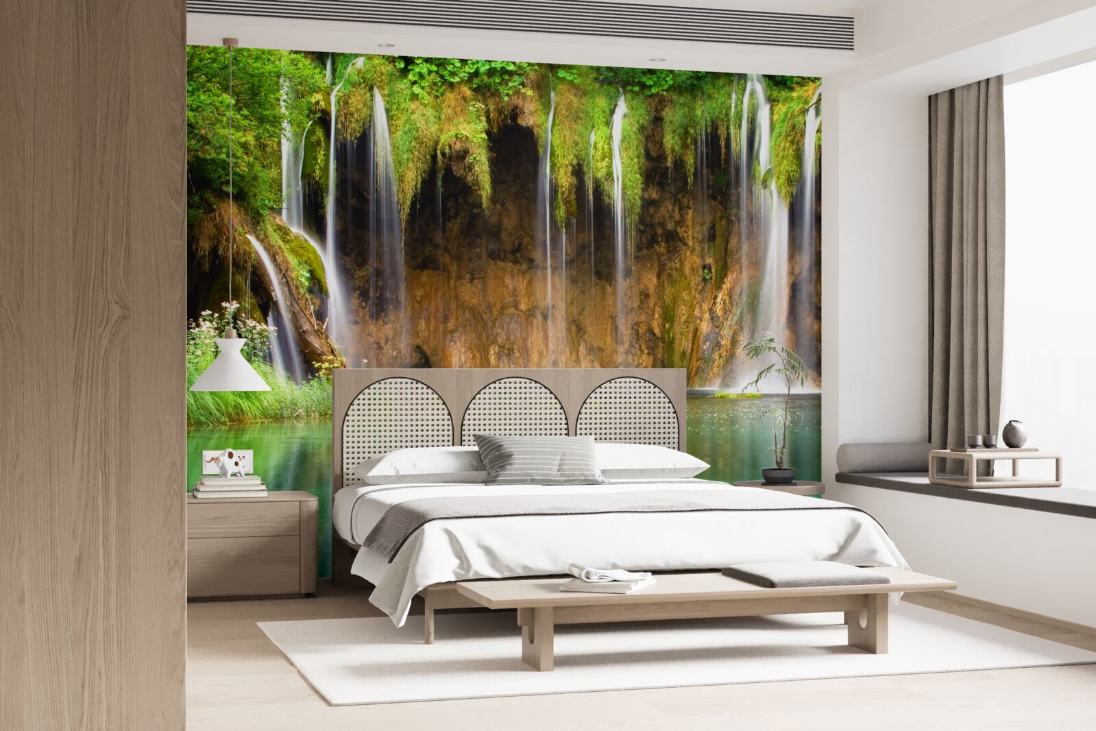 Fototapet o cascadă frumoasă în munți