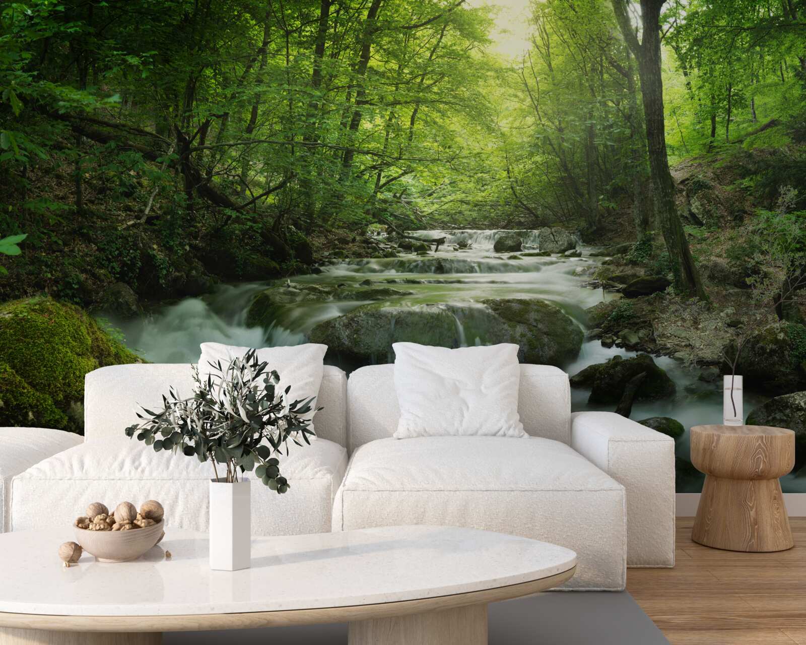 Fototapet apele calme ale unei cascade de pădure