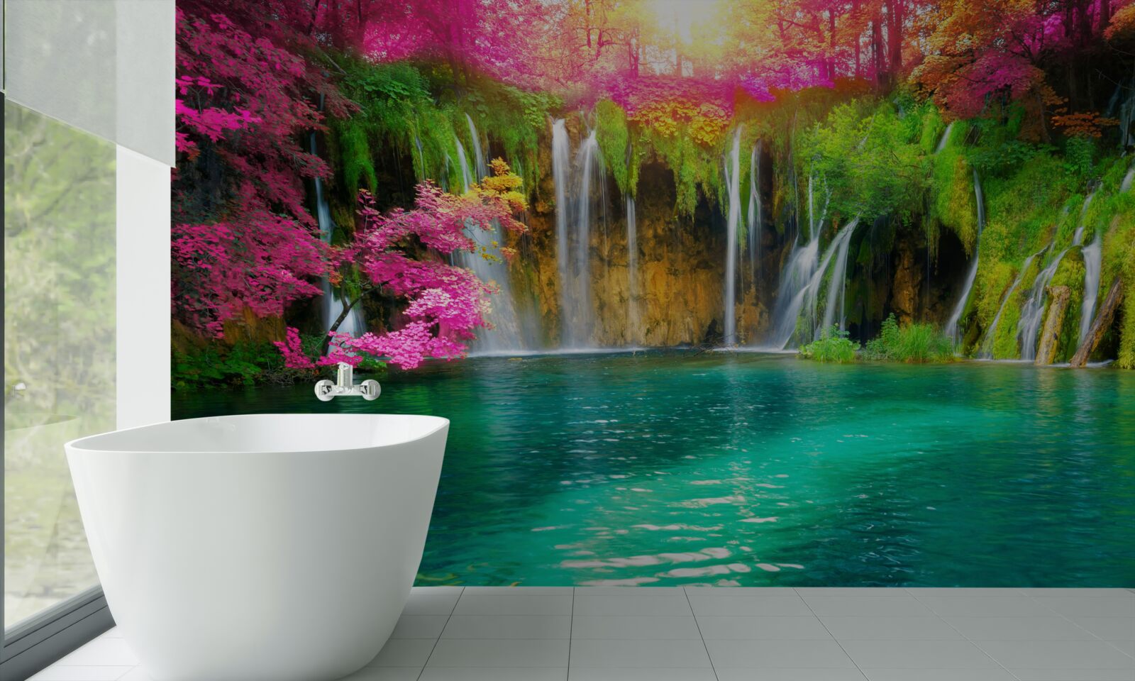 Fototapet cascada are apă limpede și arată ca o bucată de paradis