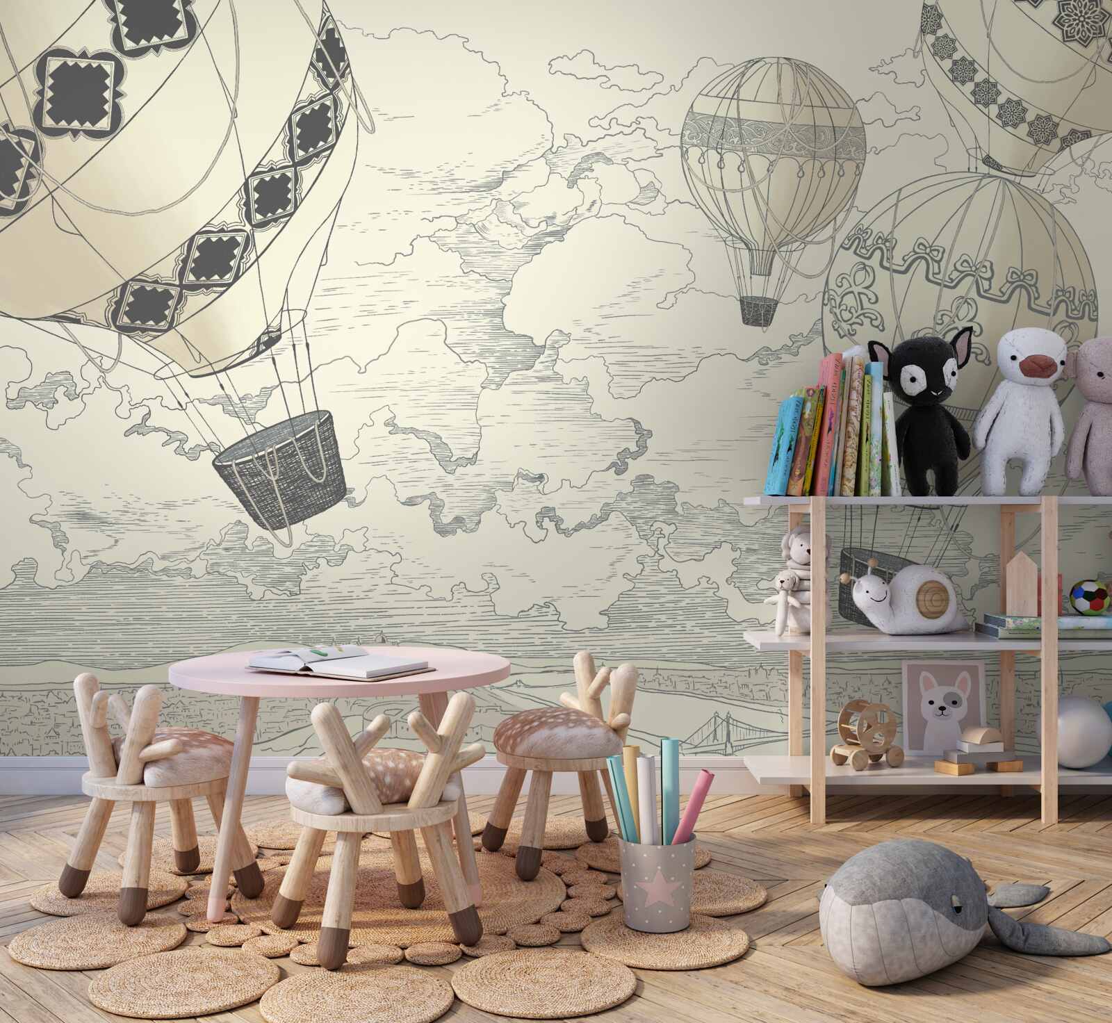 Fototapet baloanele plutesc pe cer