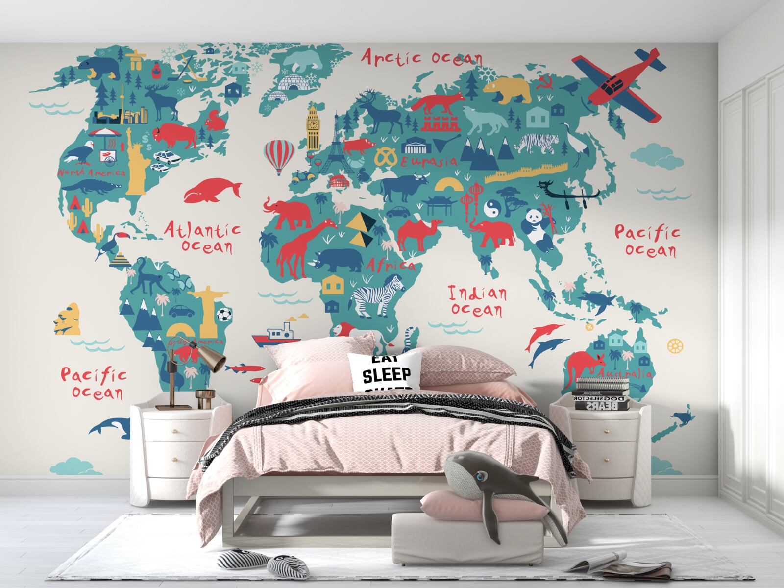 Fototapet o hartă a lumii în culori vii