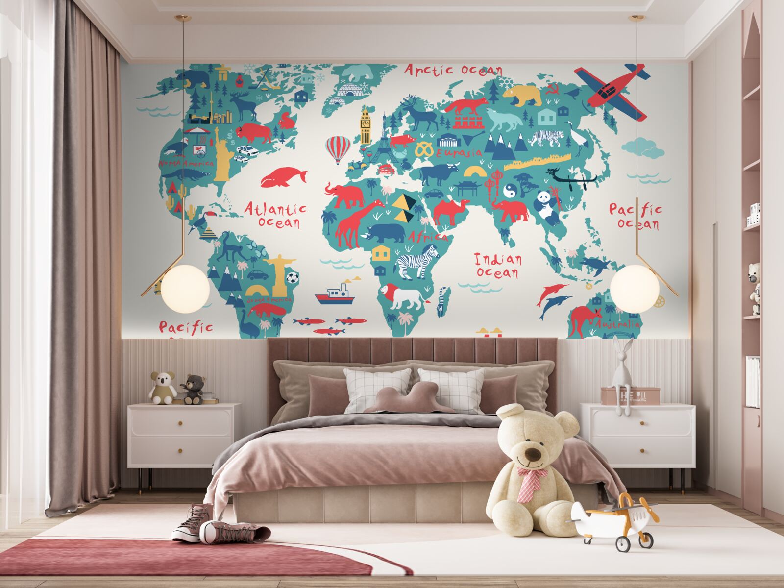 Fototapet o hartă a lumii în culori vii