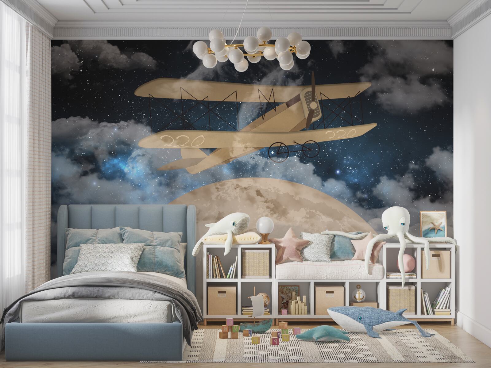 Fototapet avion cu elice în aer