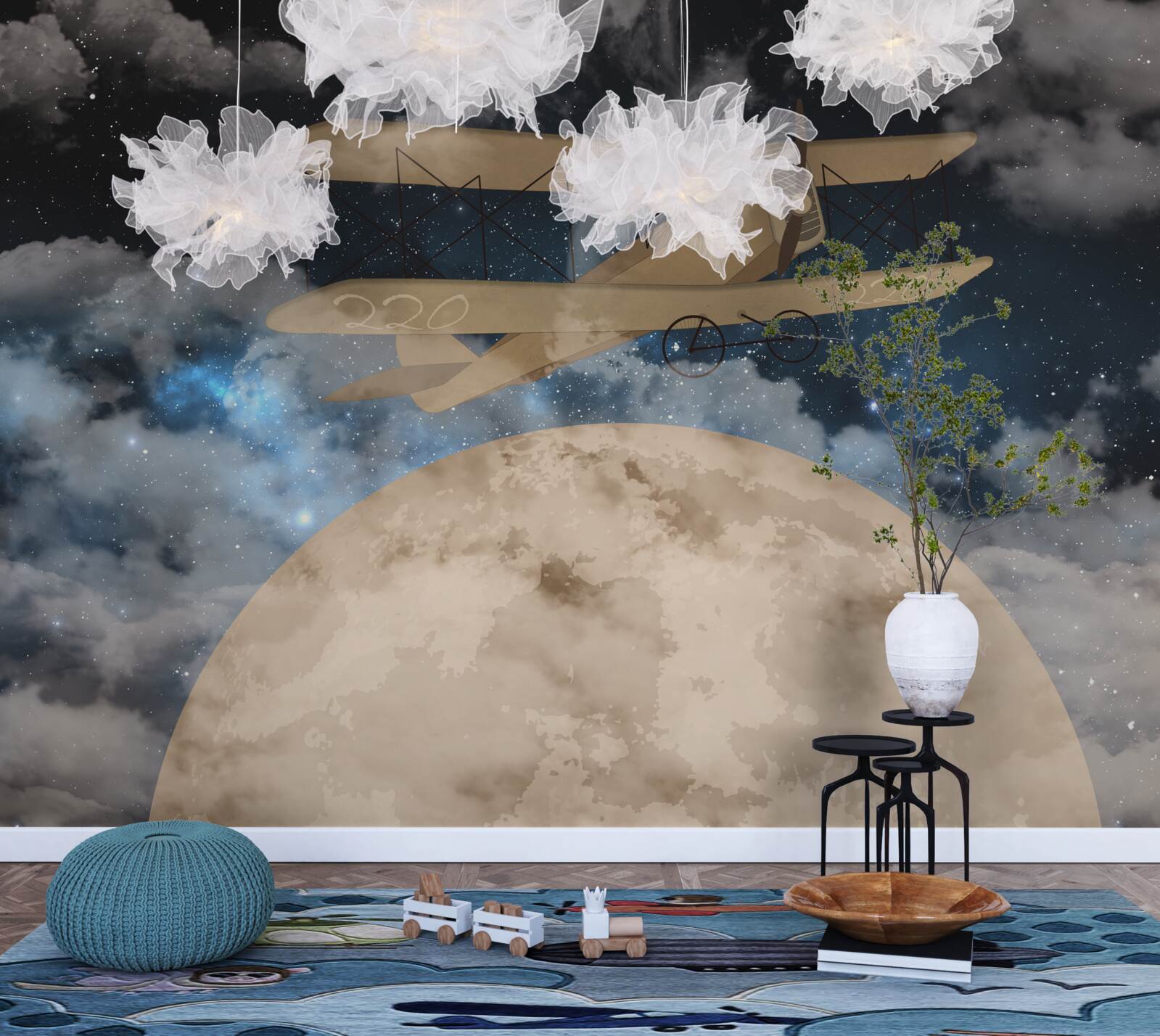 Fototapet avion cu elice în aer