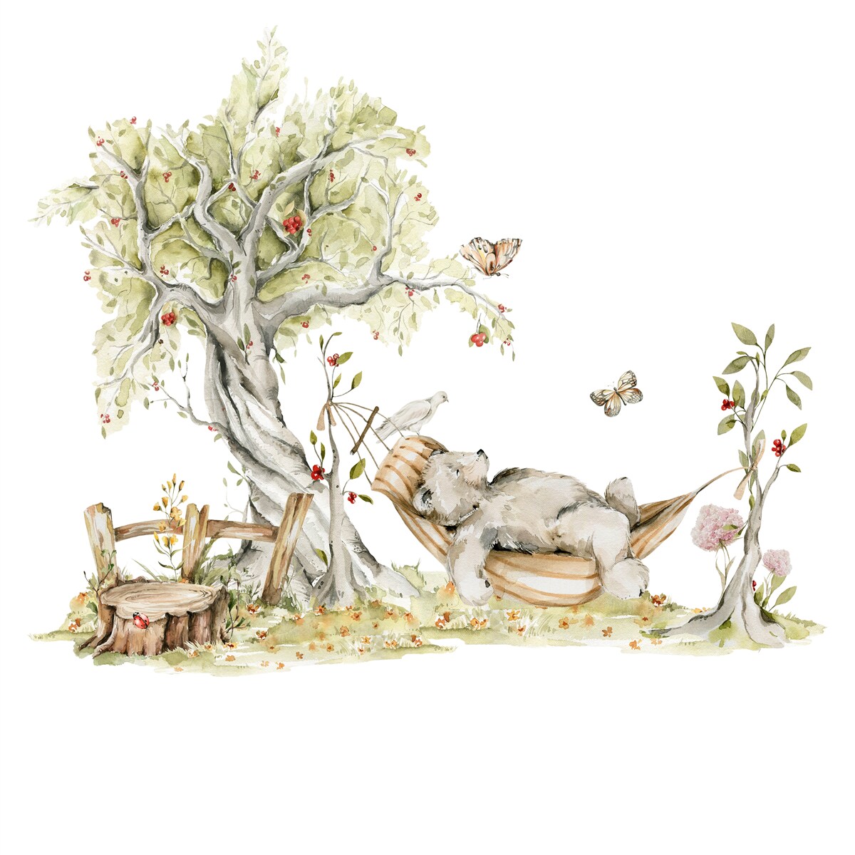 Fototapet un urs se relaxează pe un hamac