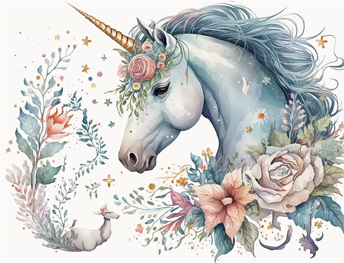 Fototapet unicorn floral