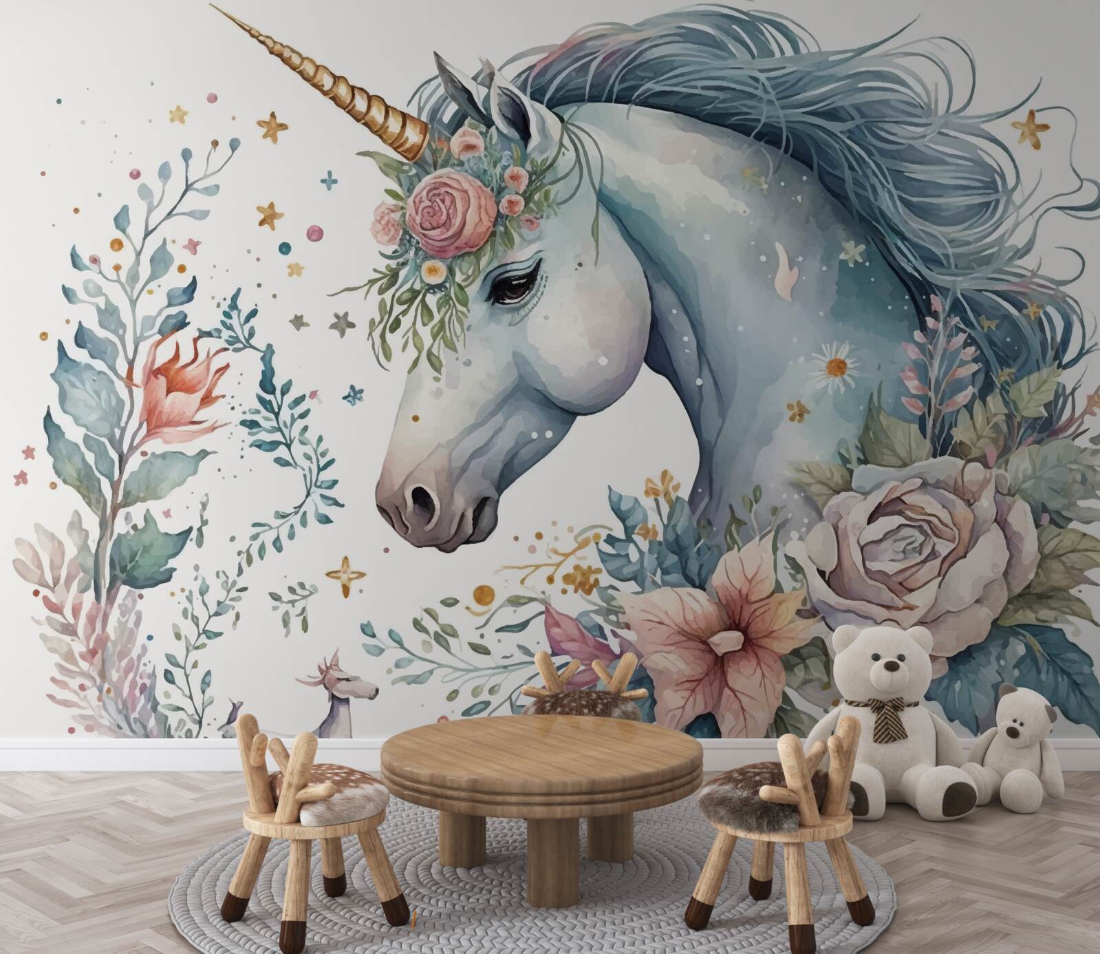 Fototapet unicorn floral