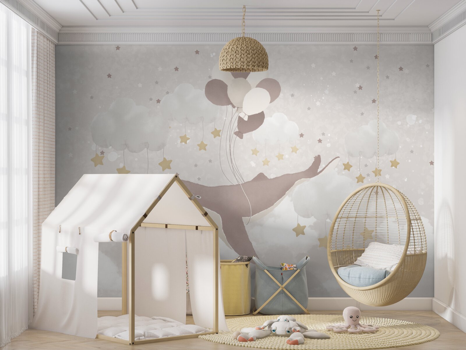 Fototapet sperma de balenă plutește pe baloane