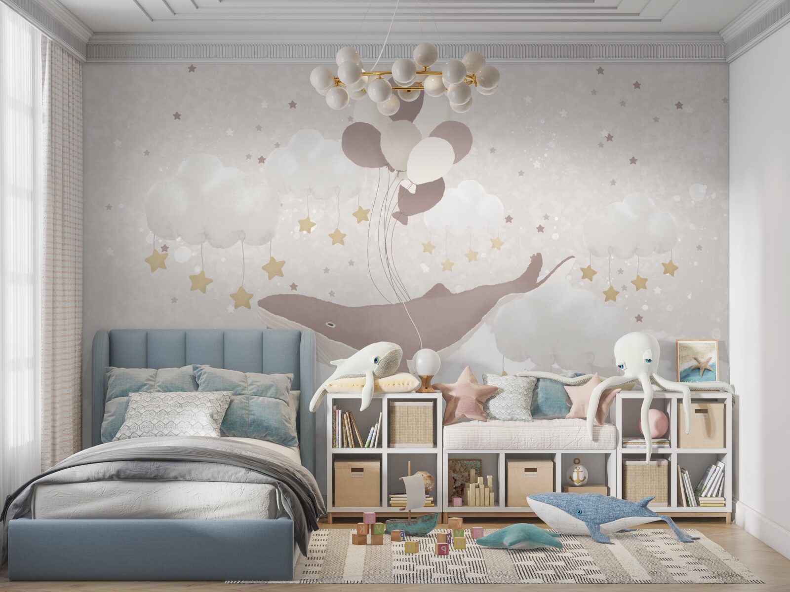 Fototapet sperma de balenă plutește pe baloane