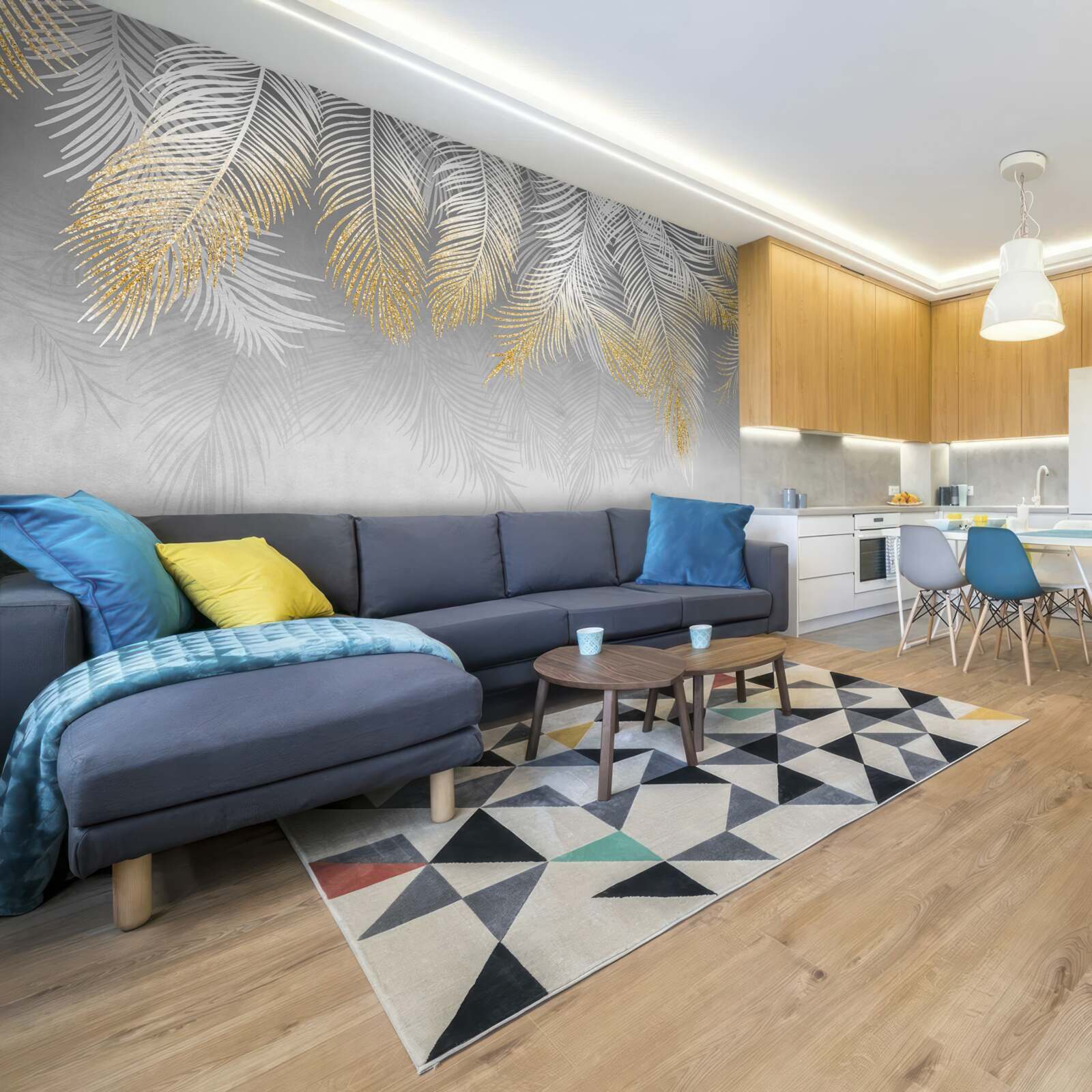 Fototapet ferigă aurie albă