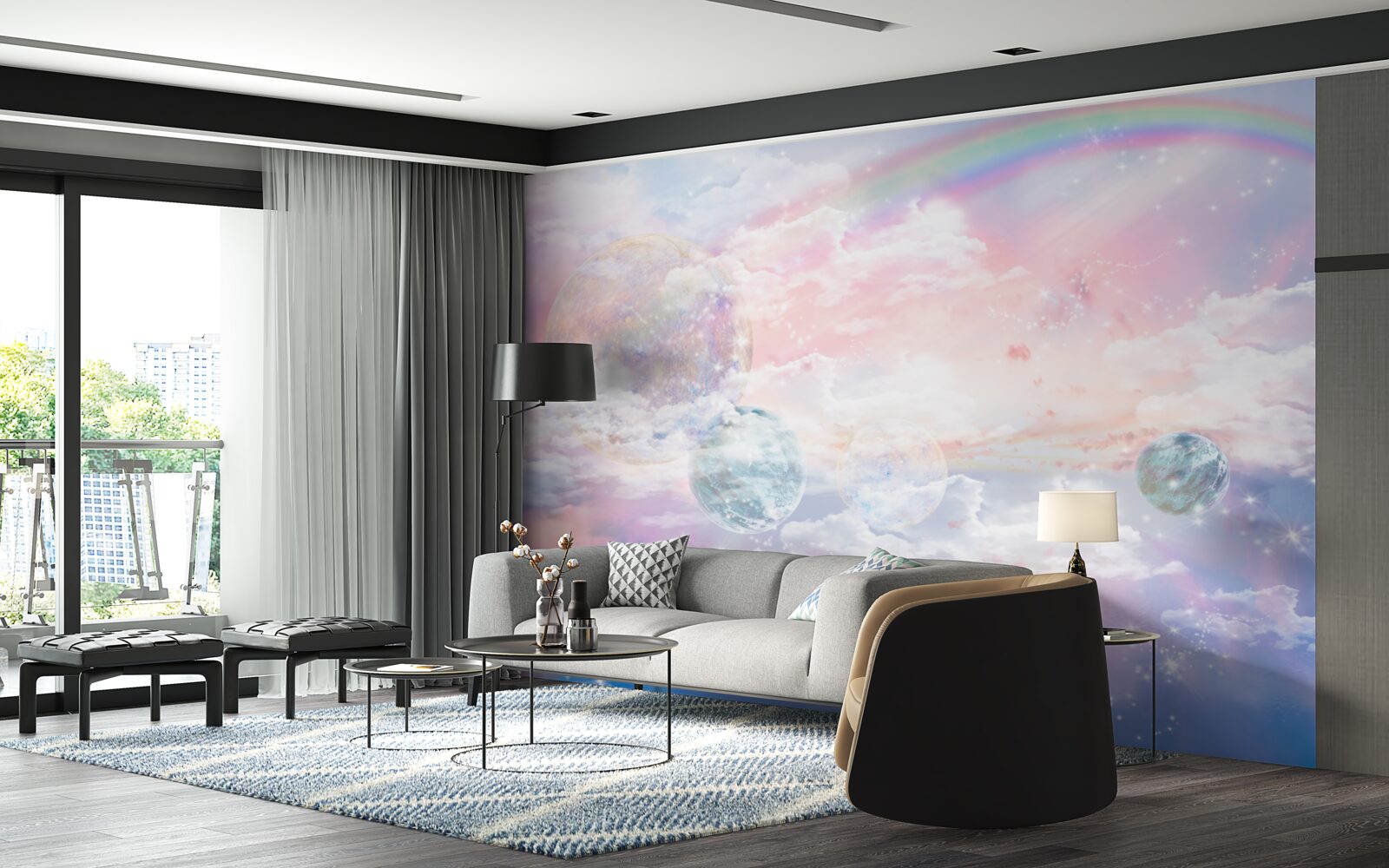 Fototapet un cer plin de romantism și curcubee