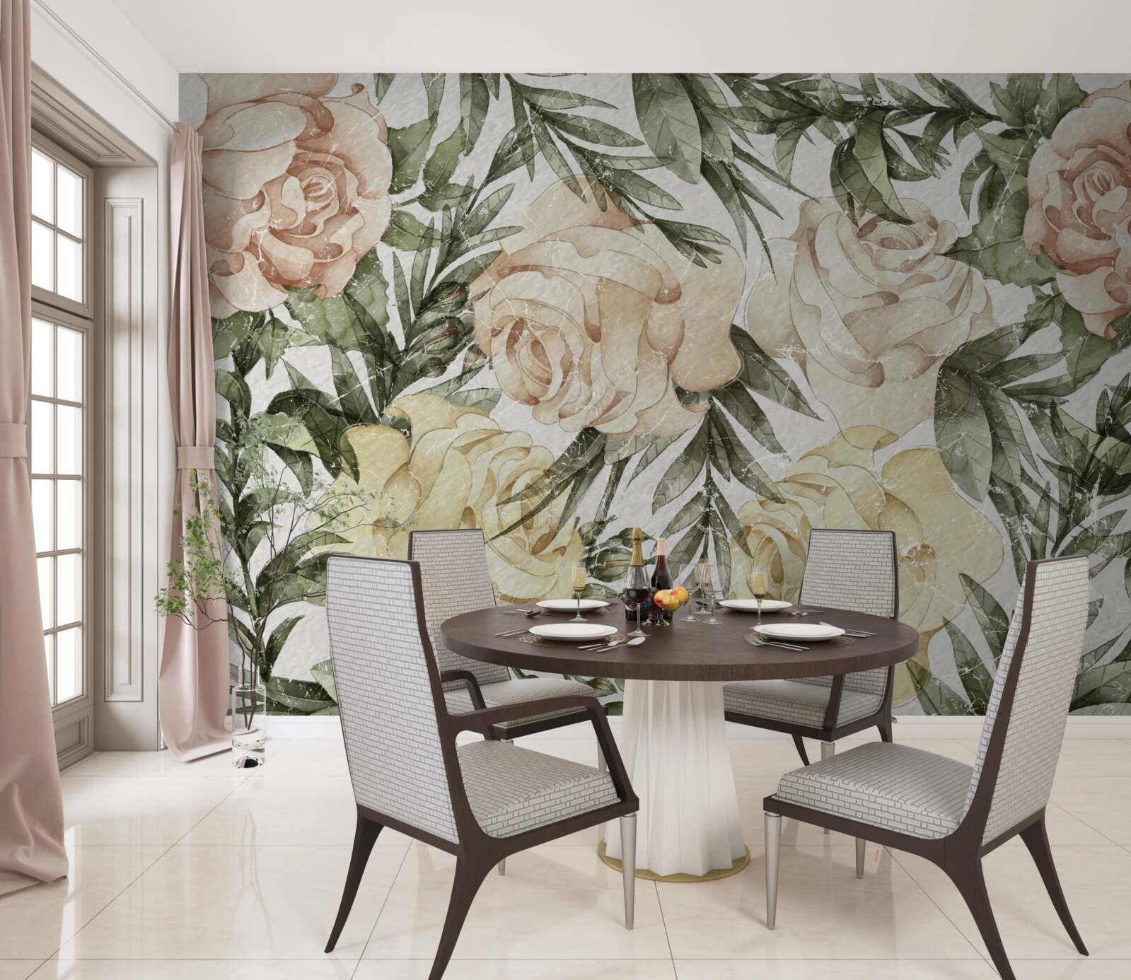 Fototapet trandafiri viu colorați