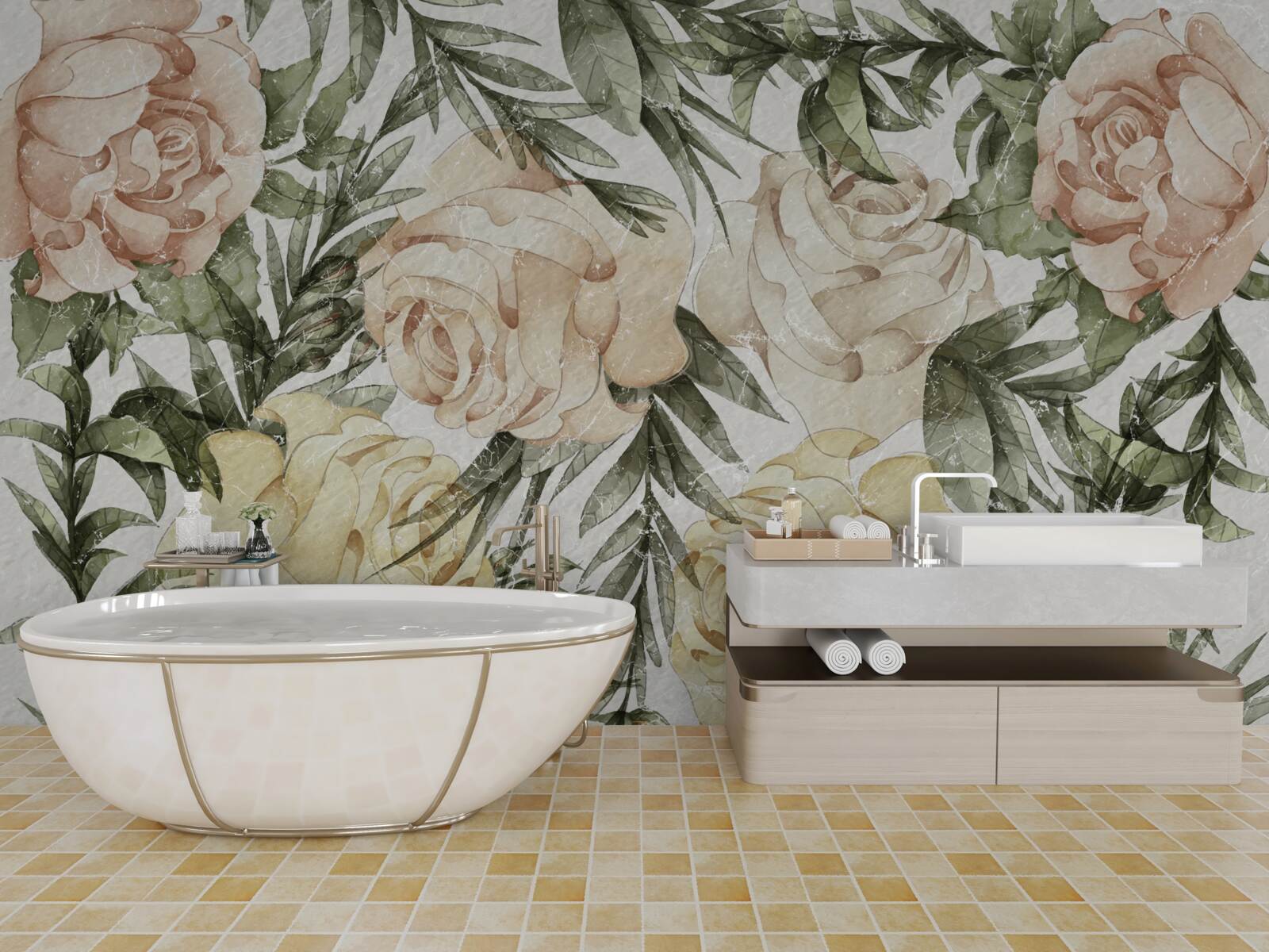 Fototapet trandafiri viu colorați