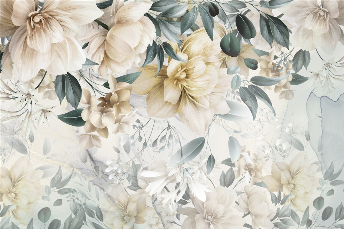Fototapet flori în nuanțe delicate