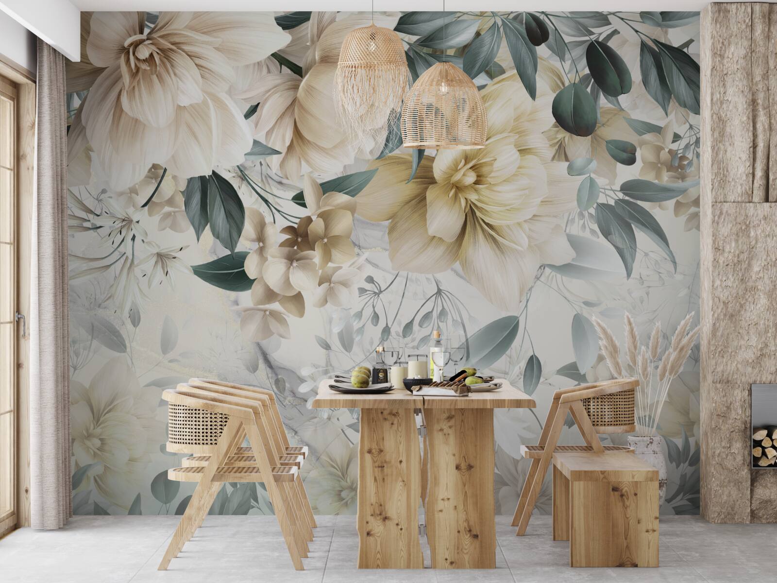 Fototapet flori în nuanțe delicate