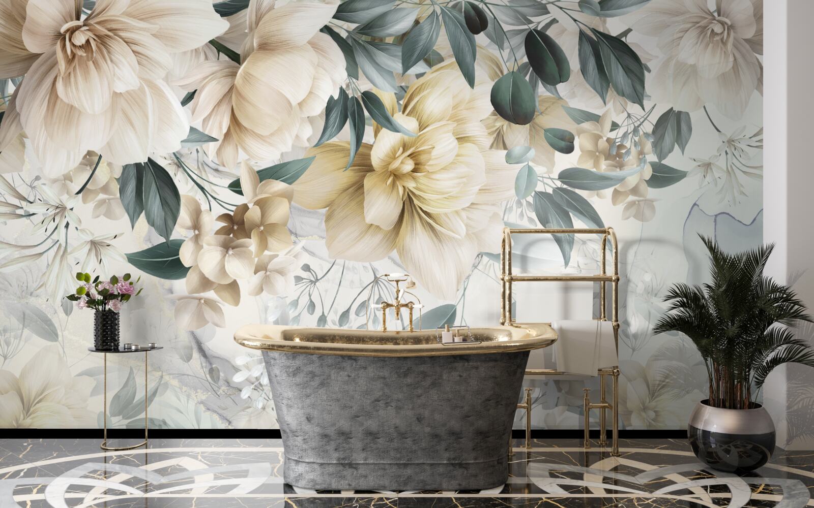 Fototapet flori în nuanțe delicate