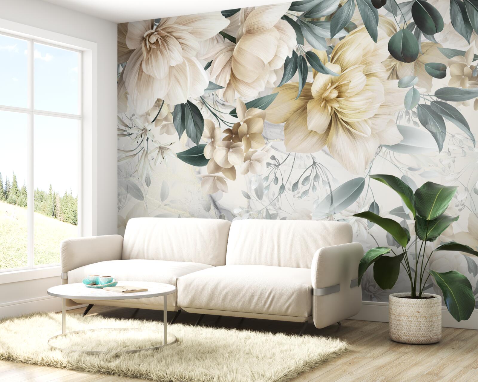 Fototapet flori în nuanțe delicate