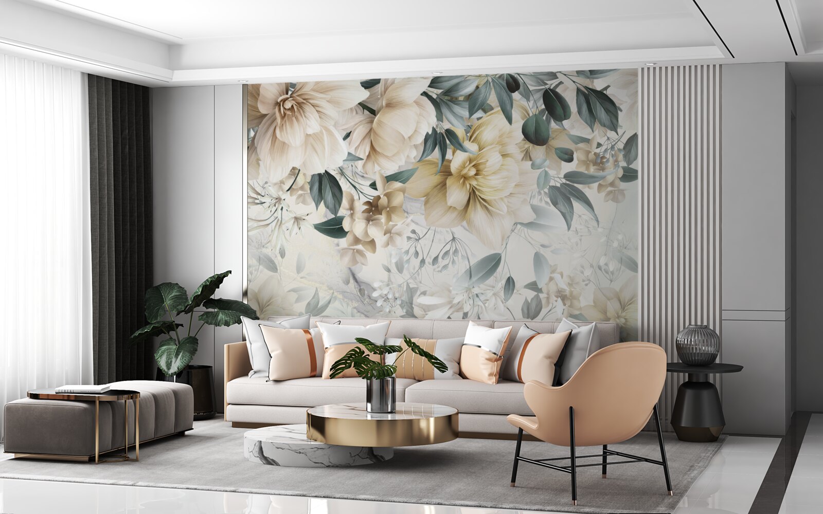 Fototapet flori în nuanțe delicate