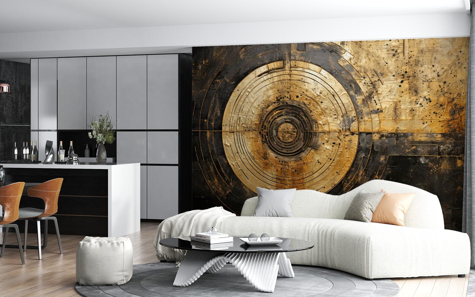 Fototapet accente aurii pe un fundal negru