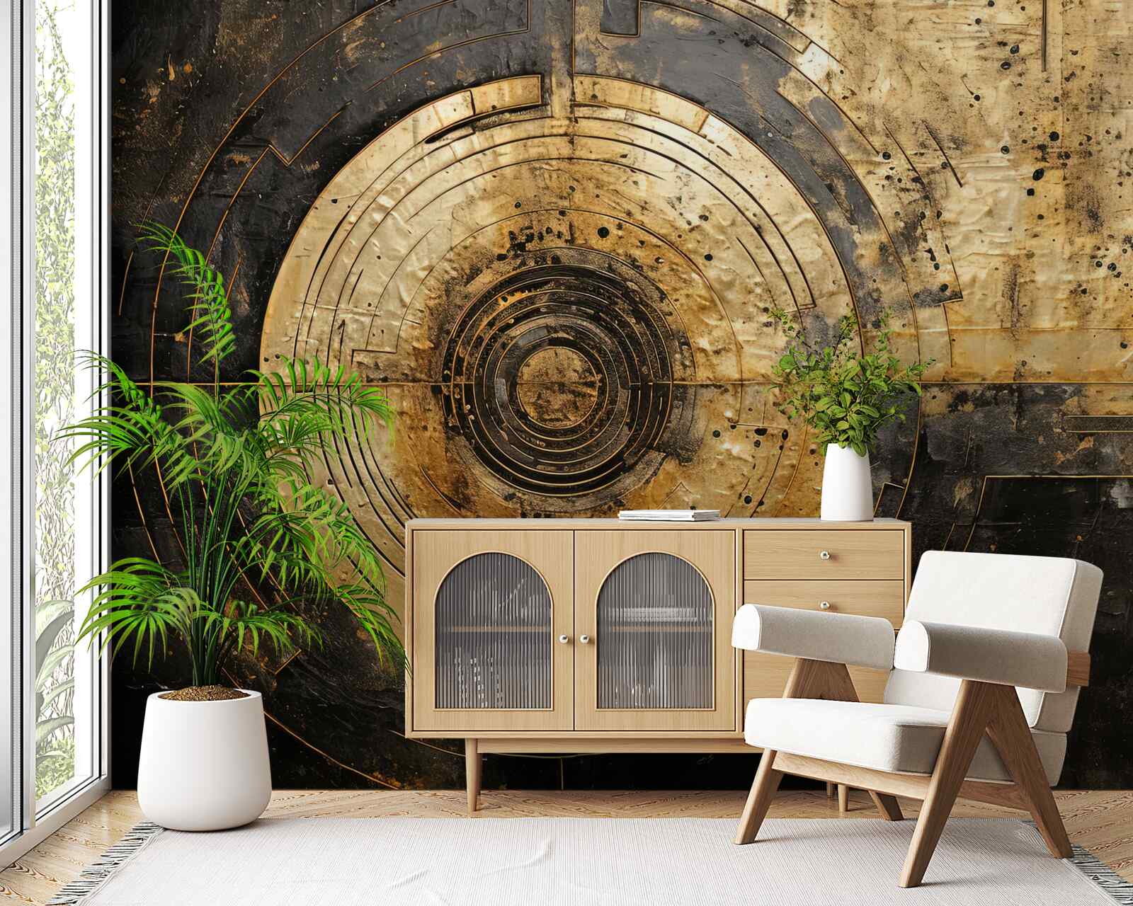 Fototapet accente aurii pe un fundal negru