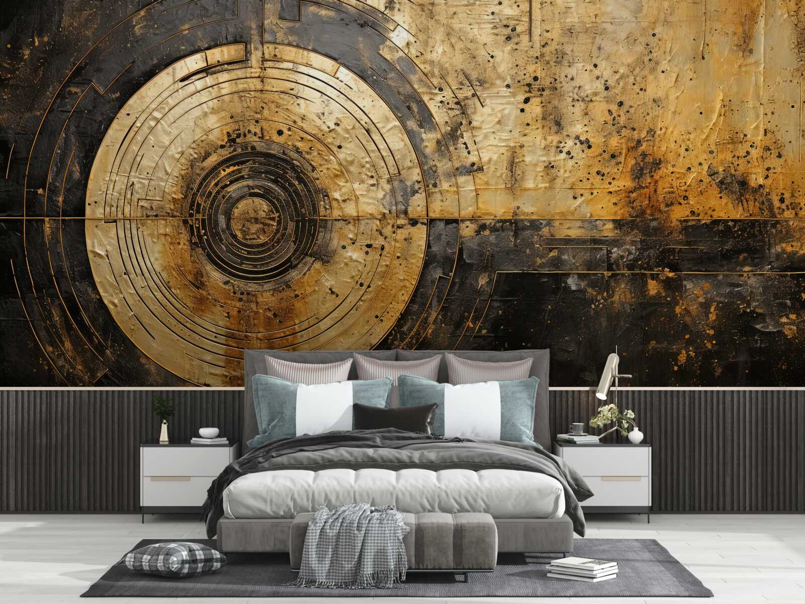 Fototapet accente aurii pe un fundal negru