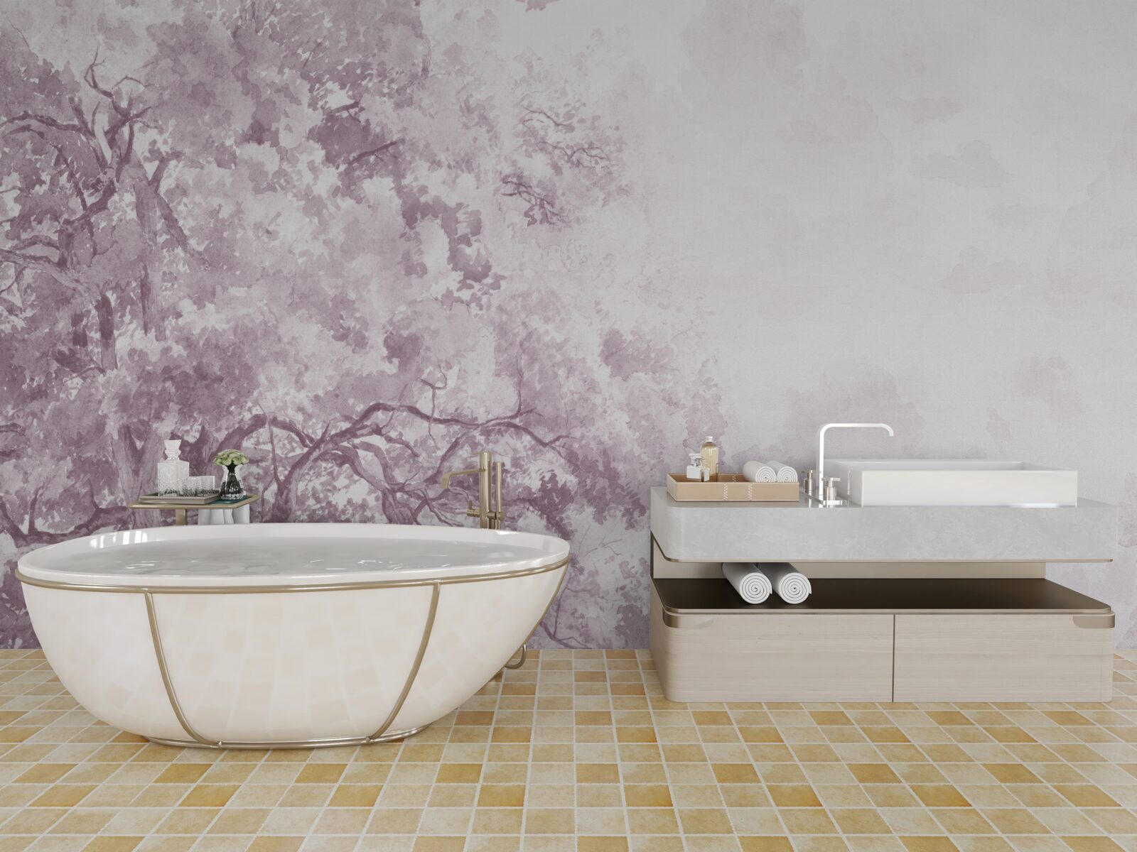 Fototapet pădurea de dimineață este învăluită în ceață