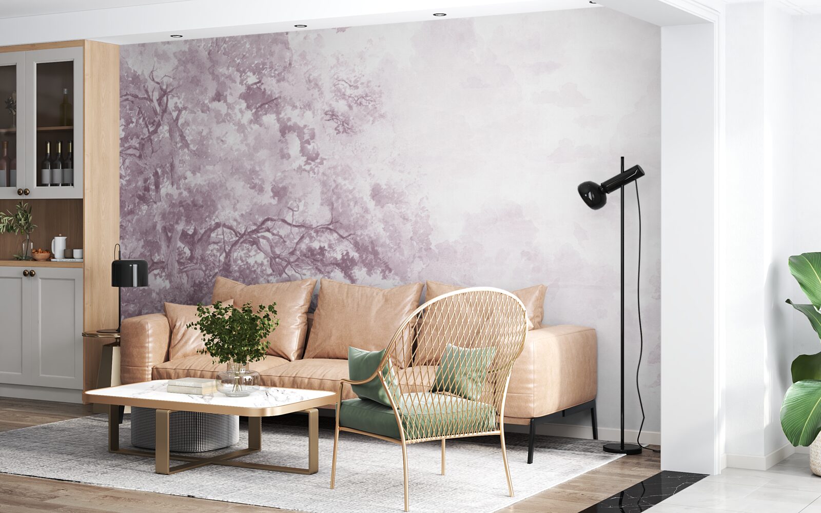 Fototapet pădurea de dimineață este învăluită în ceață