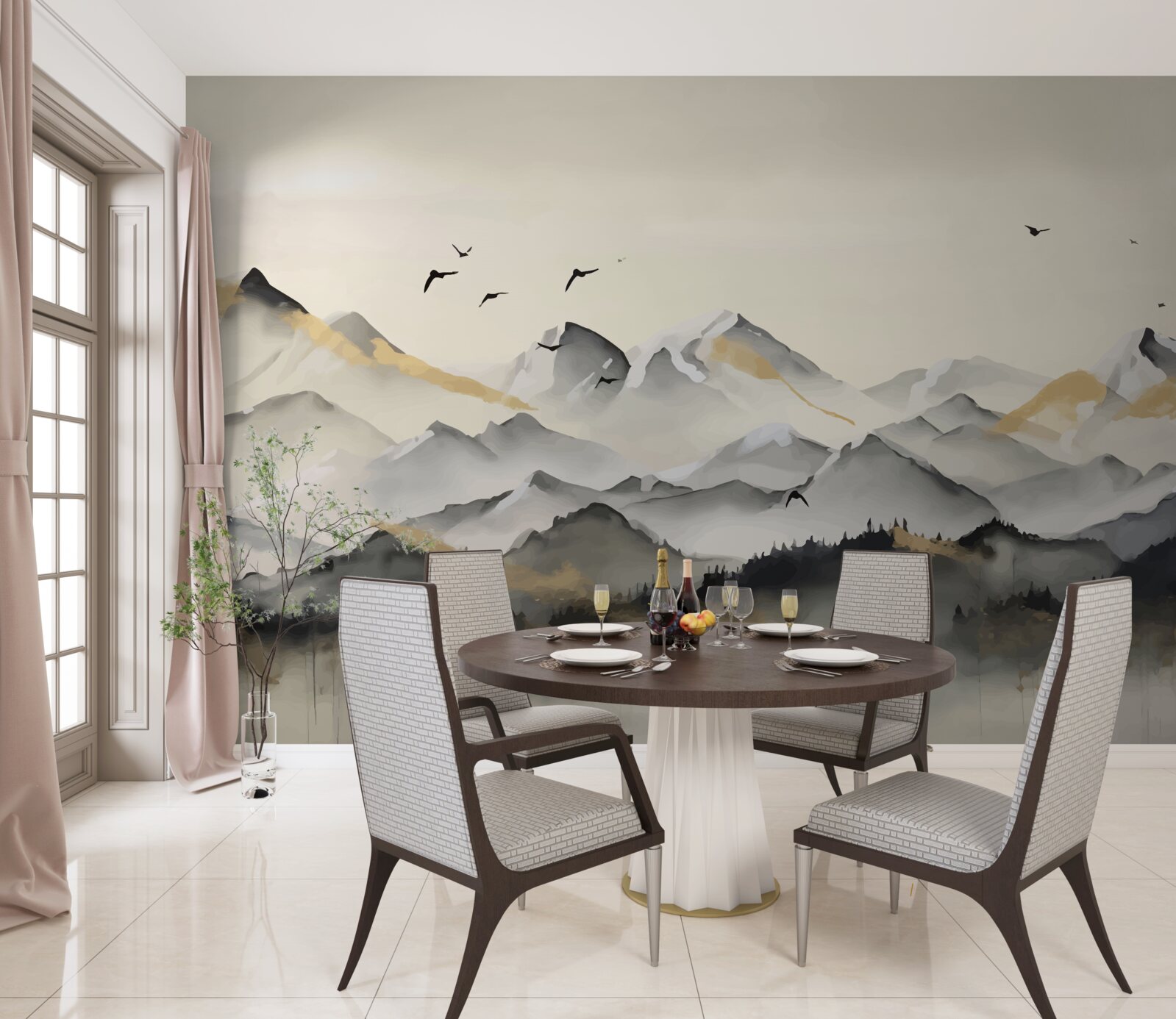 Fototapet munți cețoși