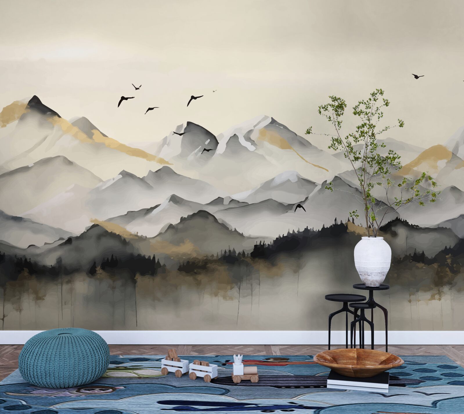 Fototapet munți cețoși