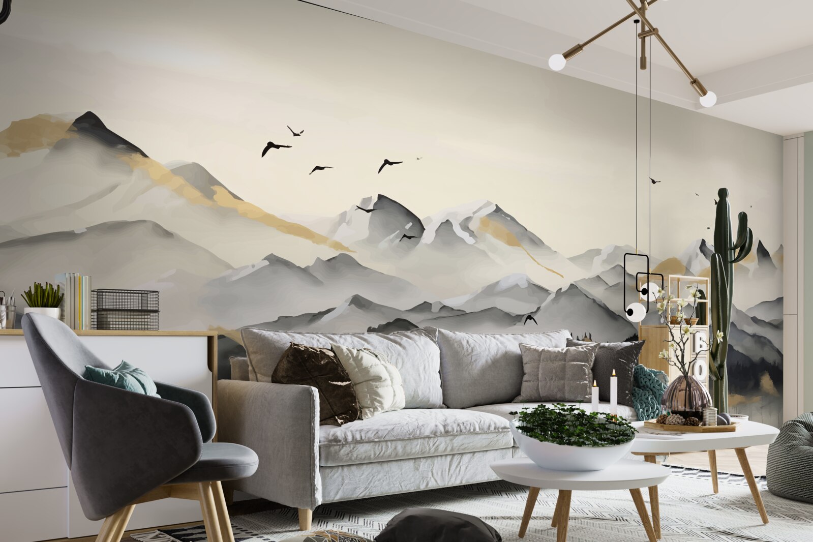 Fototapet munți cețoși