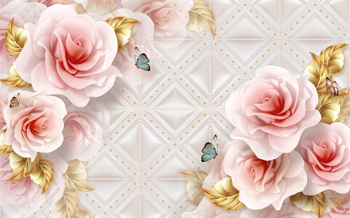 Fototapet trandafirul roz strălucitor își dezvăluie mugurii luxurianți