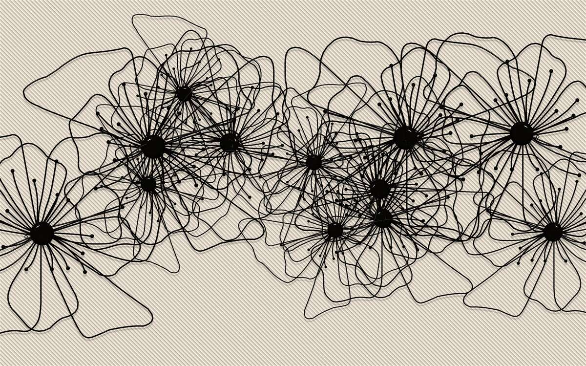 Fototapet flori abstracte de mac pe fundal maro