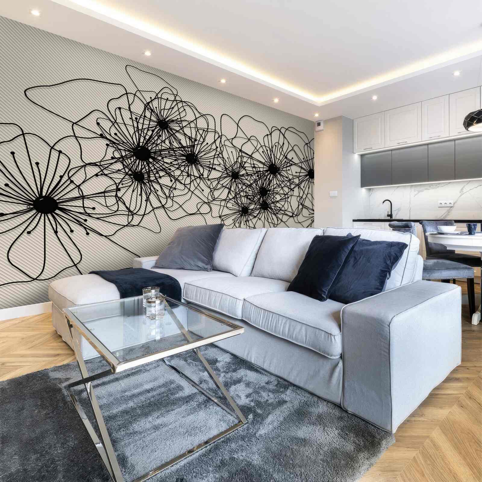 Fototapet flori abstracte de mac pe fundal maro