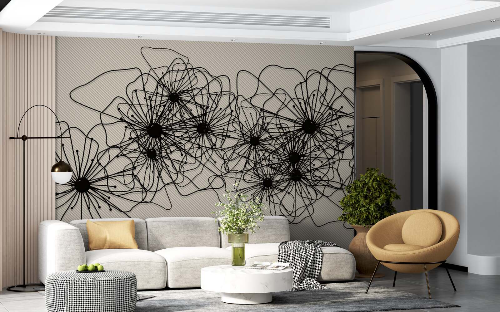 Fototapet flori abstracte de mac pe fundal maro