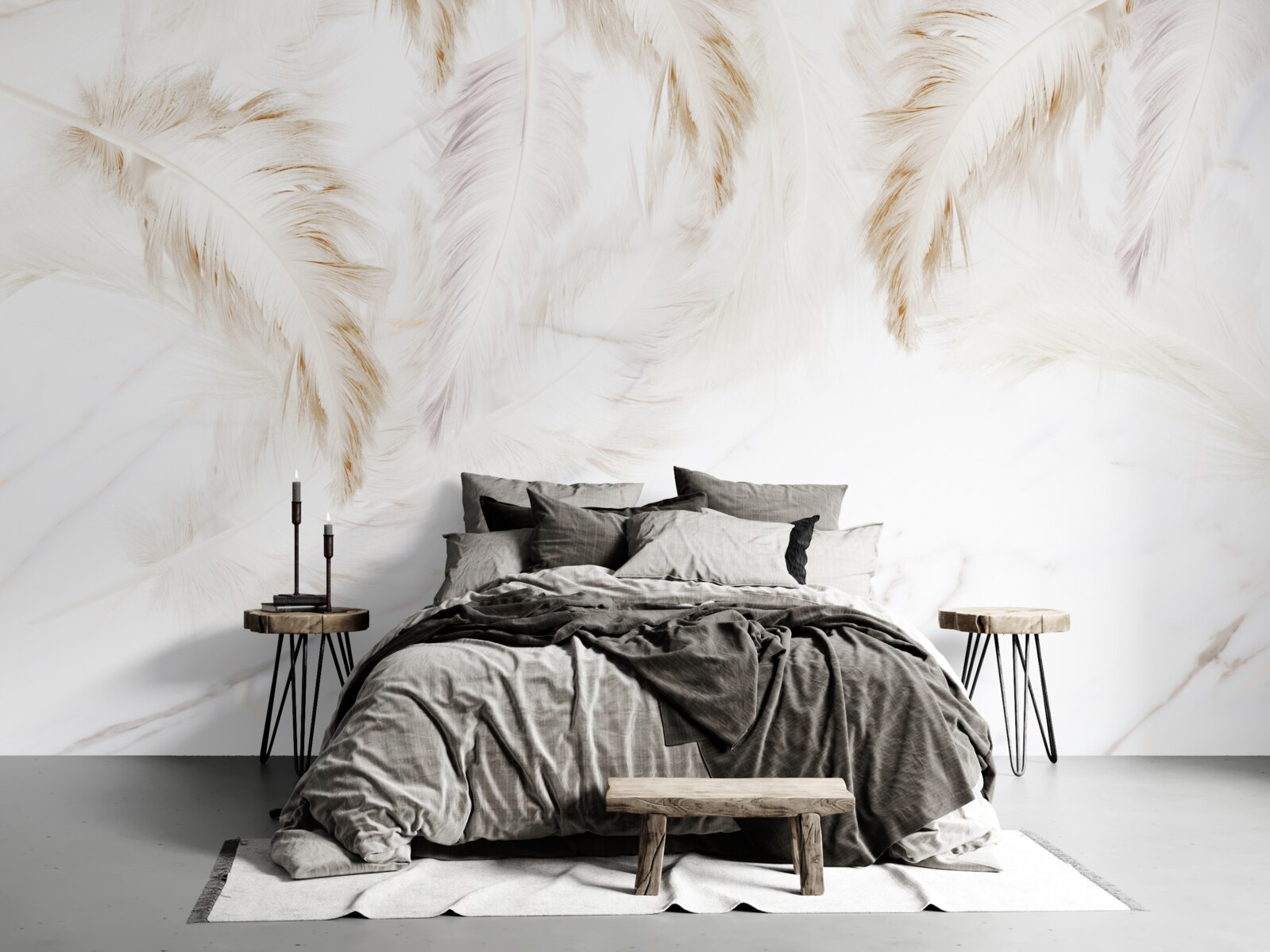 Fototapet fundal luminos cu secțiuni aurii cu pene complicate