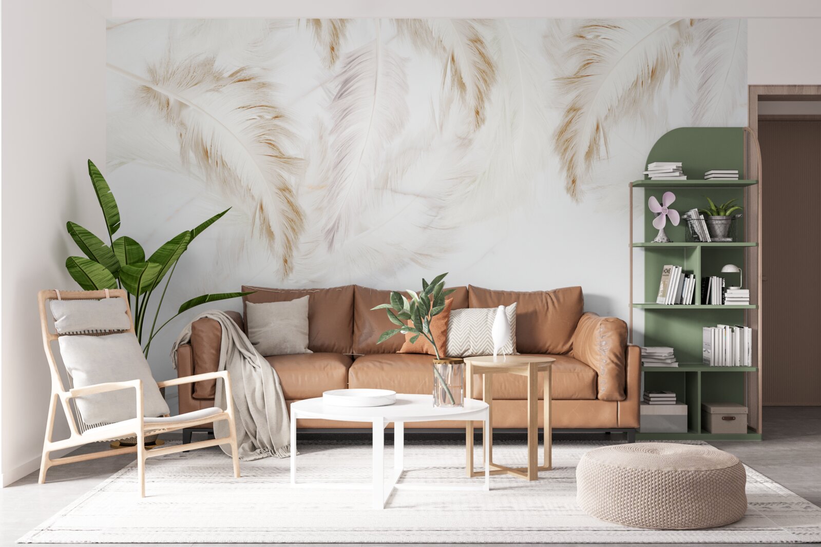 Fototapet fundal luminos cu secțiuni aurii cu pene complicate