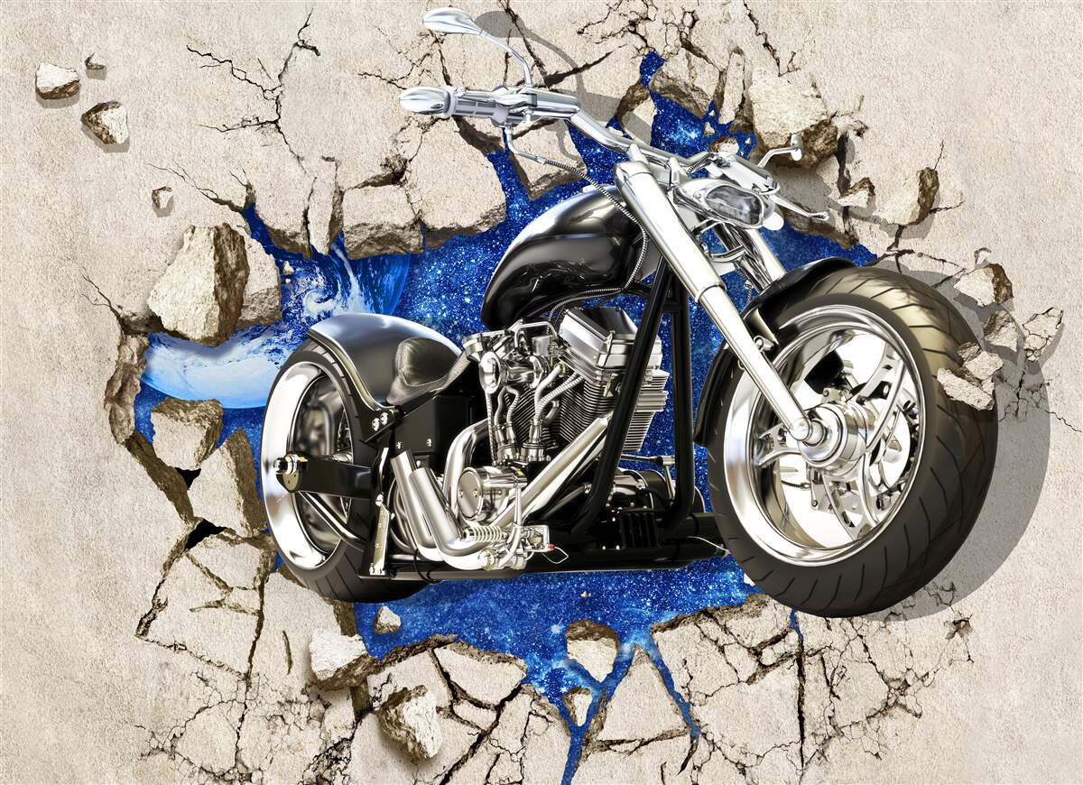 Fototapet motocicletă neagră descrisă pe perete