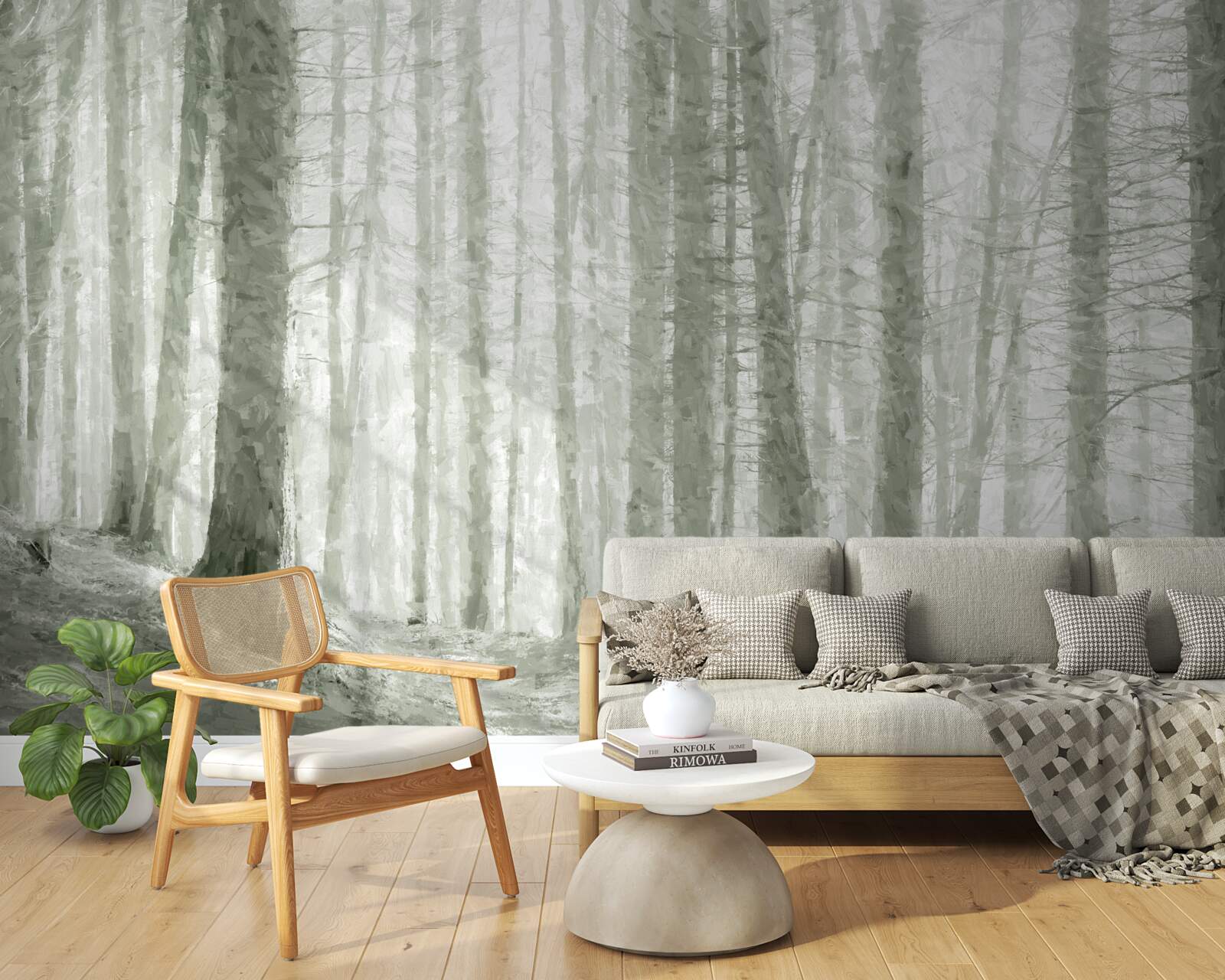 Fototapet o livadă de pini, înalți și plini de ace ascuțite