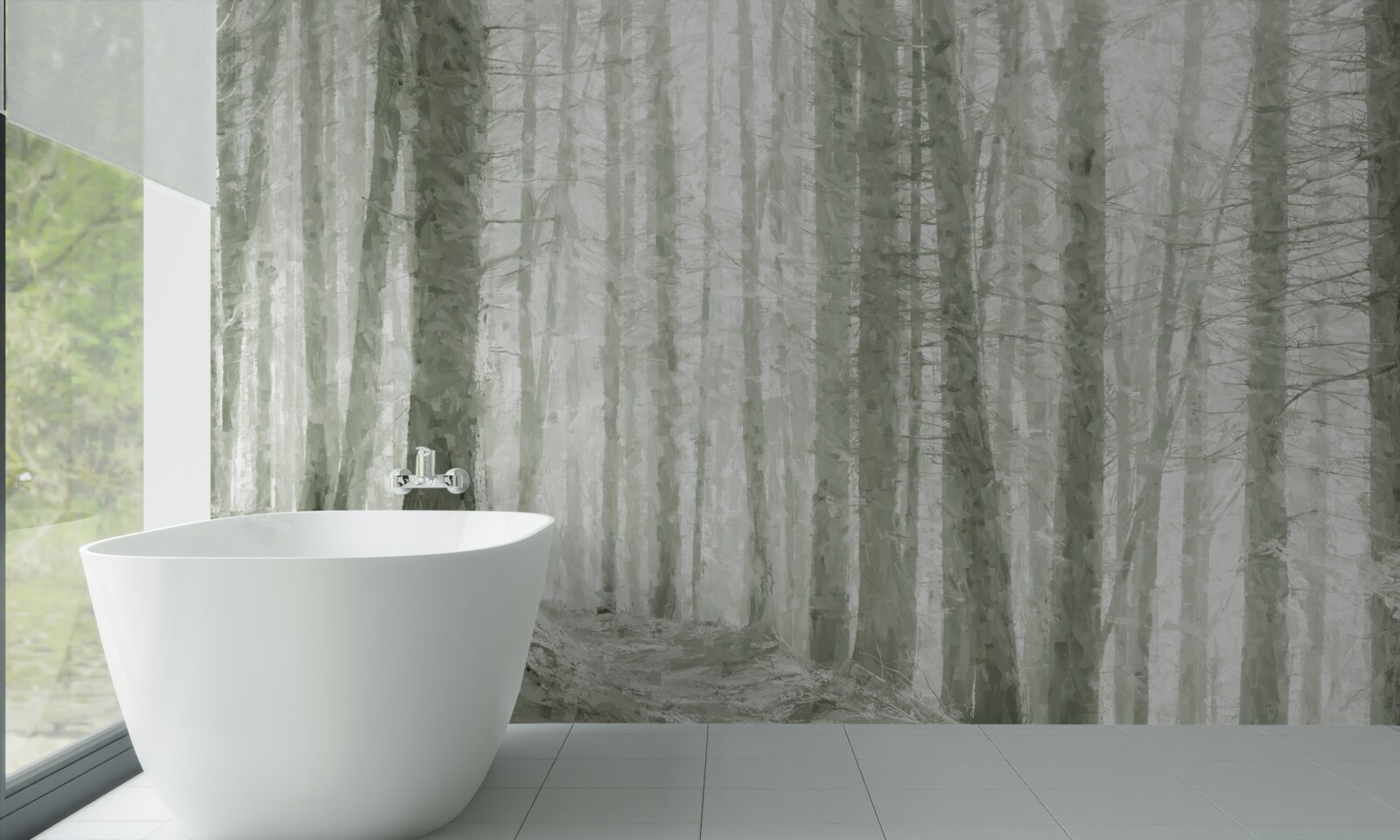 Fototapet o livadă de pini, înalți și plini de ace ascuțite