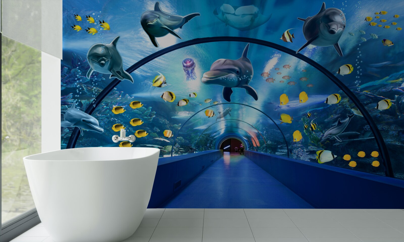 Fototapet există delfini și pești în acvariu
