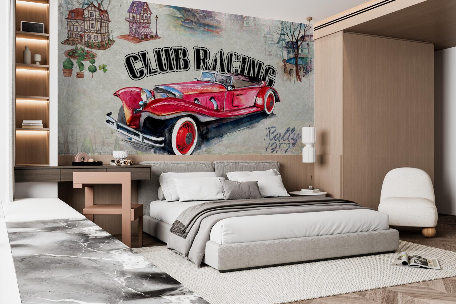 Fototapet mașina roșie de altădată