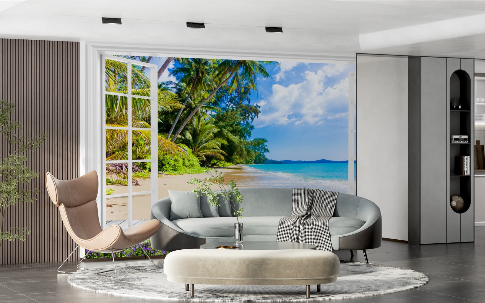 Fototapet o vedere panoramică a plajei de la fereastră