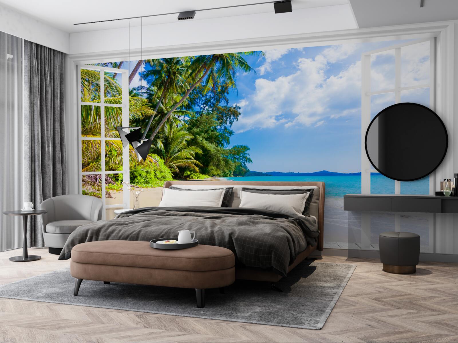 Fototapet o vedere panoramică a plajei de la fereastră